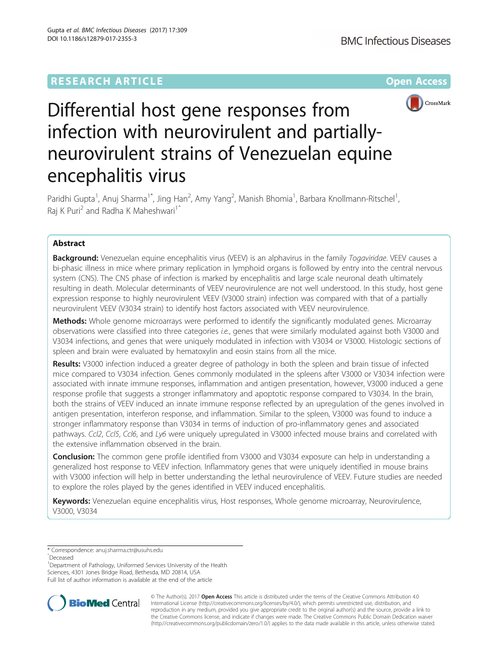 Differential Host Gene Responses From Infection With Neurovirulent And Partially Neurovirulent Strains Of Venezuelan Equine Encephalitis Virus Topic Of Research Paper In Biological Sciences Download Scholarly Article Pdf And Read For Free