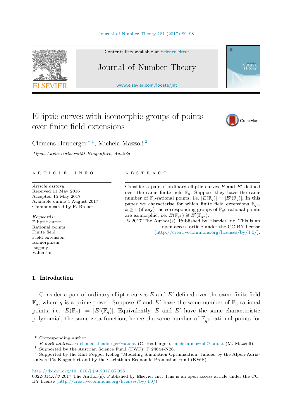 Elliptic Curves With Isomorphic Groups Of Points Over Finite Field Extensions Topic Of Research Paper In Mathematics Download Scholarly Article Pdf And Read For Free On Cyberleninka Open Science Hub