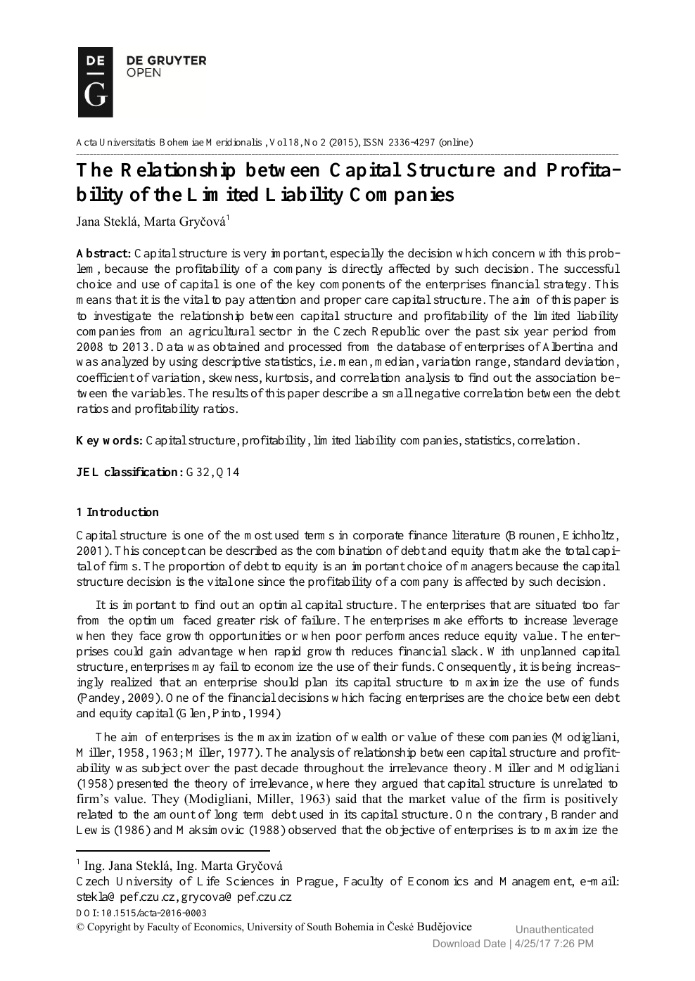 research paper on capital structure