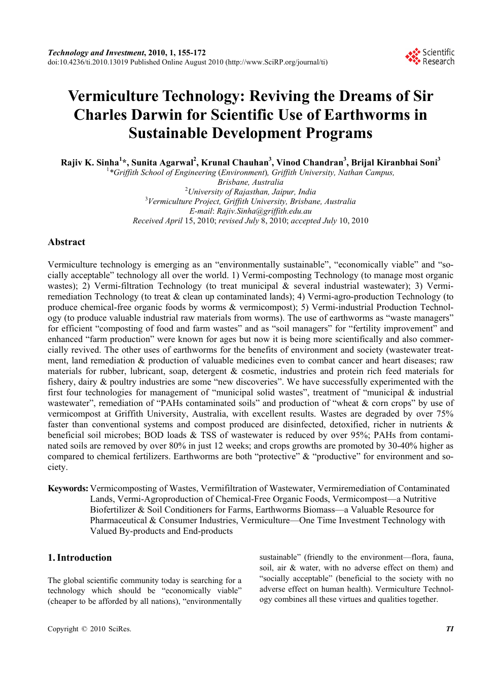 Vermiculture Technology Reviving The Dreams Of Sir Charles Darwin For Scientific Use Of Earthworms In Sustainable Development Programs Topic Of Research Paper In Agricultural Biotechnology Download Scholarly Article Pdf And Read
