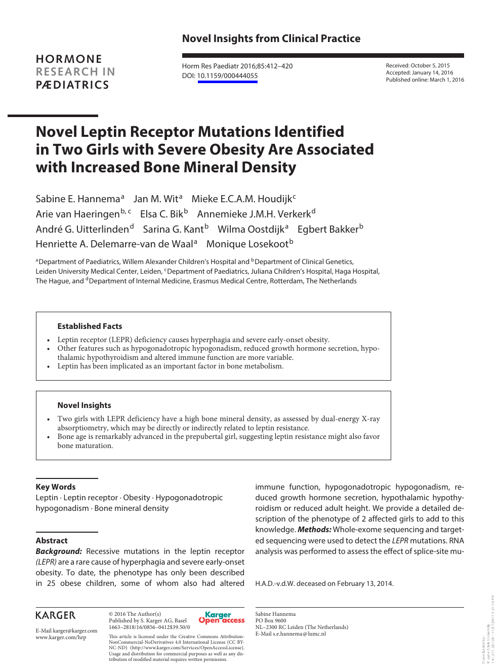 Novel Leptin Receptor Mutations Identified In Two Girls With Severe Obesity Are Associated With Increased Bone Mineral Density Topic Of Research Paper In Clinical Medicine Download Scholarly Article Pdf And Read