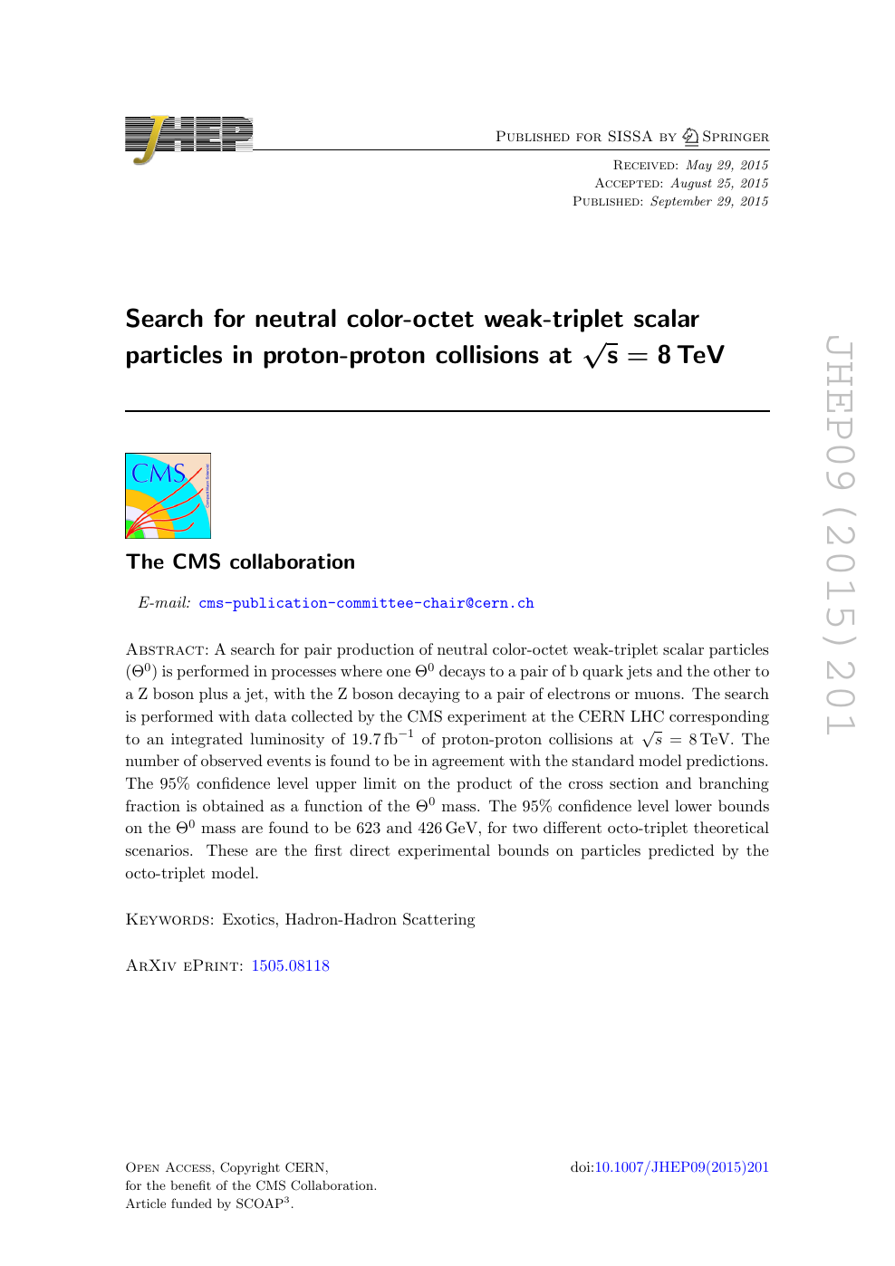 Search for neutral color-octet weak-triplet scalar particles in
