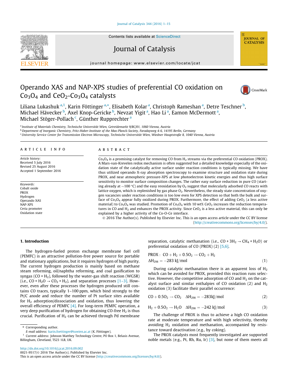 Operando Xas And Nap Xps Studies Of Preferential Co Oxidation On Co3o4 And Ceo2 Co3o4 Catalysts Topic Of Research Paper In Chemical Sciences Download Scholarly Article Pdf And Read For Free On Cyberleninka