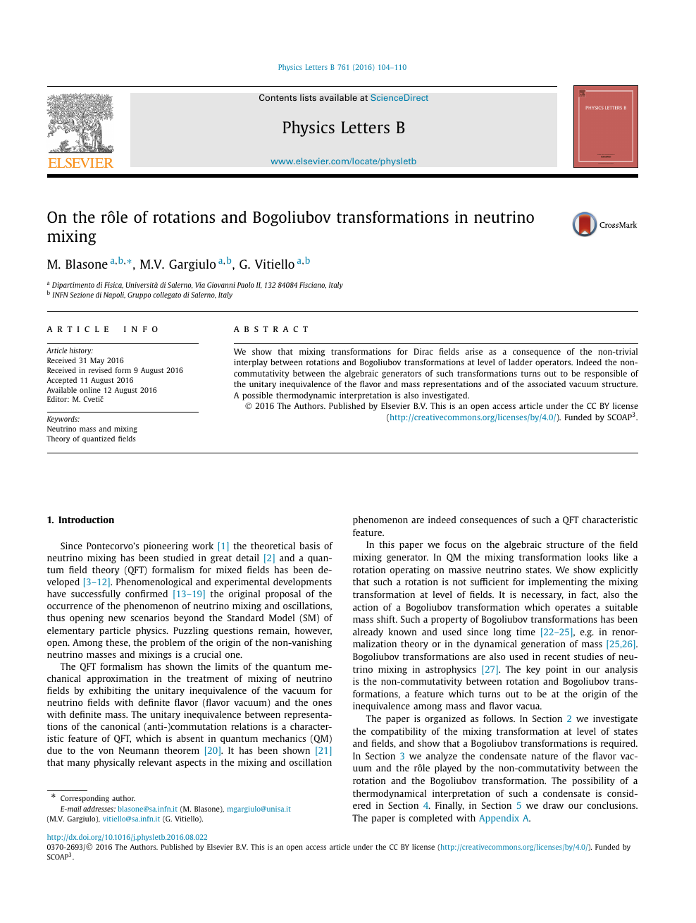 On The Role Of Rotations And Bogoliubov Transformations In Neutrino Mixing Topic Of Research Paper In Physical Sciences Download Scholarly Article Pdf And Read For Free On Cyberleninka Open Science Hub