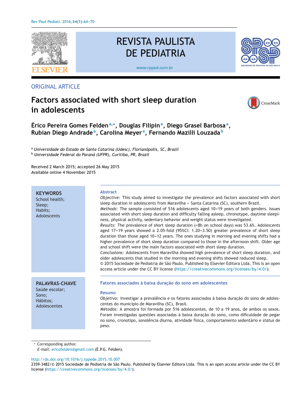 Factors Associated With Short Sleep Duration In Adolescents Topic Of Research Paper In Basic Medicine Download Scholarly Article Pdf And Read For Free On Cyberleninka Open Science Hub