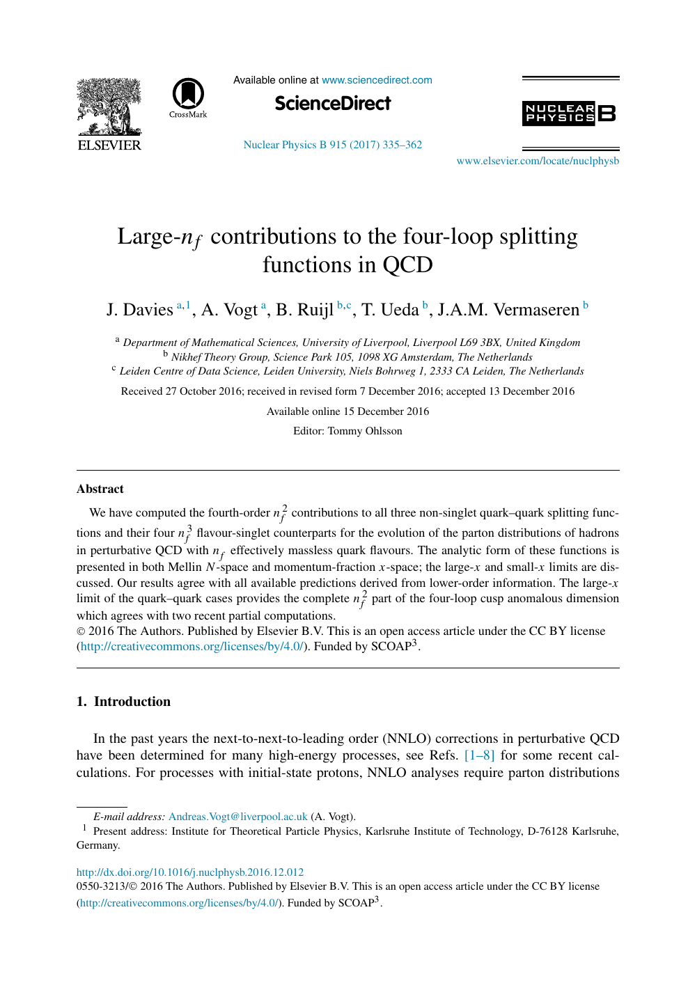 Large Nf Contributions To The Four Loop Splitting Functions In Qcd Topic Of Research Paper In Physical Sciences Download Scholarly Article Pdf And Read For Free On Cyberleninka Open Science Hub