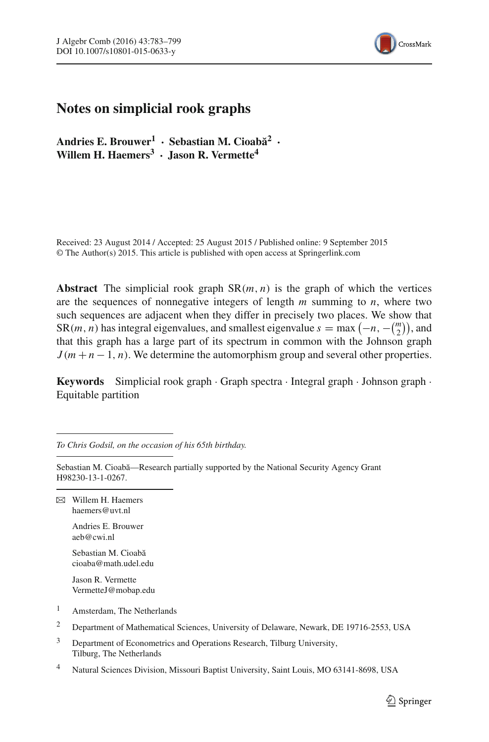 Notes On Simplicial Rook Graphs Topic Of Research Paper In Mathematics Download Scholarly Article Pdf And Read For Free On Cyberleninka Open Science Hub