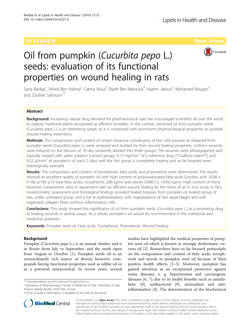 Oil From Pumpkin Cucurbita Pepo L Seeds Evaluation Of Its