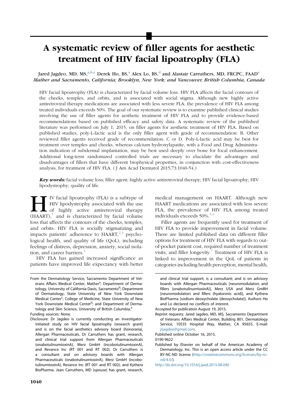 A Systematic Review Of Filler Agents For Aesthetic Treatment Of Hiv Facial Lipoatrophy Fla Topic Of Research Paper In Clinical Medicine Download Scholarly Article Pdf And Read For Free On Cyberleninka