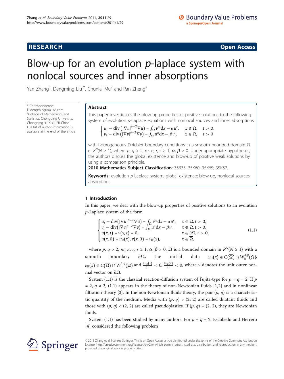 Blow Up For An Evolution P Laplace System With Nonlocal Sources And Inner Absorptions Topic Of Research Paper In Mathematics Download Scholarly Article Pdf And Read For Free On Cyberleninka Open Science Hub
