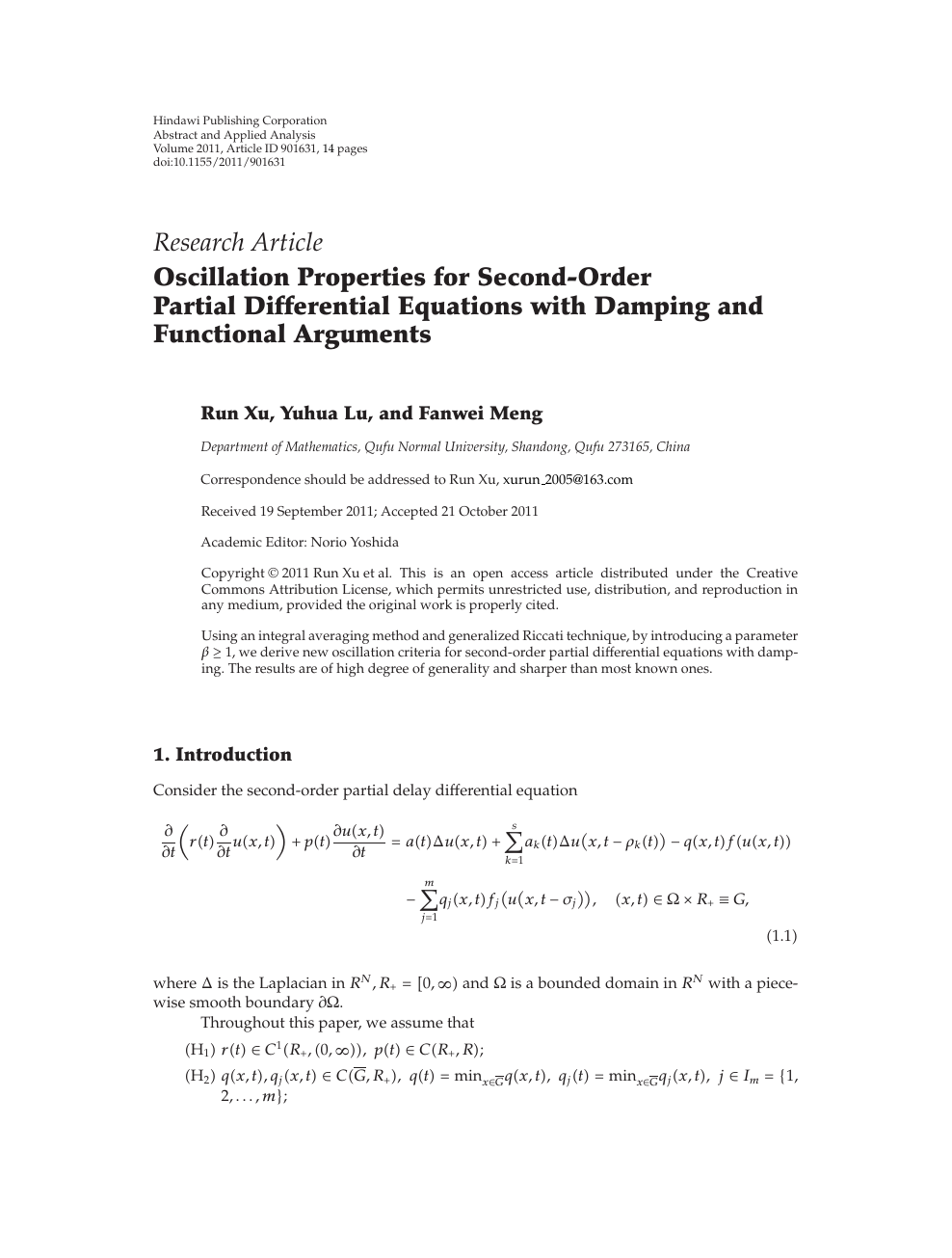Oscillation Properties For Second Order Partial Differential Equations With Damping And Functional Arguments Topic Of Research Paper In Mathematics Download Scholarly Article Pdf And Read For Free On Cyberleninka Open Science Hub