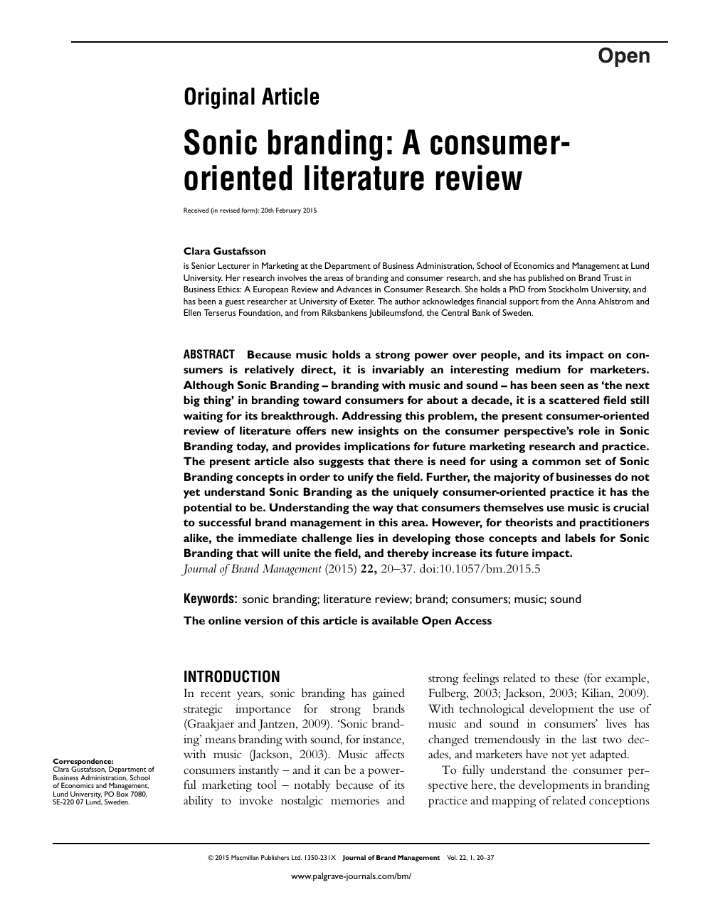 Sonic Branding A Consumer Oriented Literature Review Topic Of Research Paper In Media And Communications Download Scholarly Article Pdf And Read For Free On Cyberleninka Open Science Hub