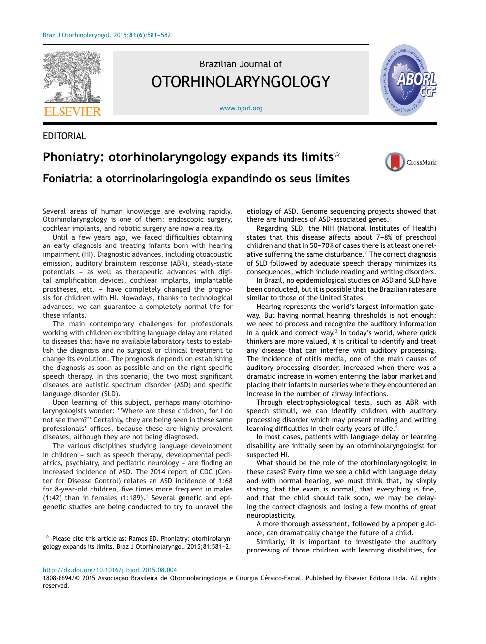 BJORL - Brazilian Journal of Otorhinolaryngology