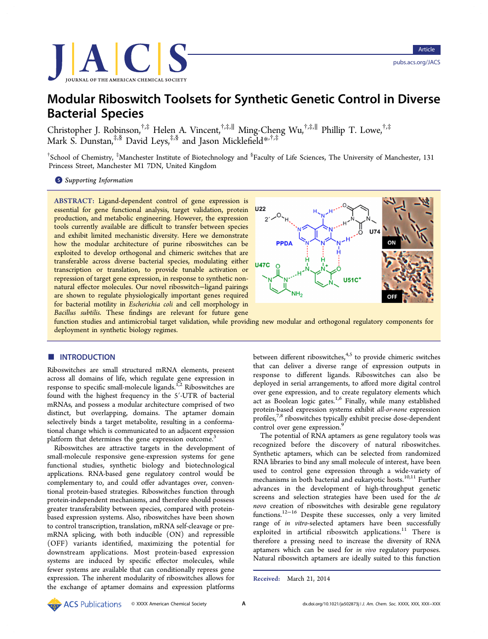 Modular Riboswitch Toolsets For Synthetic Genetic Control In Diverse Bacterial Species Topic Of Research Paper In Biological Sciences Download Scholarly Article Pdf And Read For Free On Cyberleninka Open Science Hub