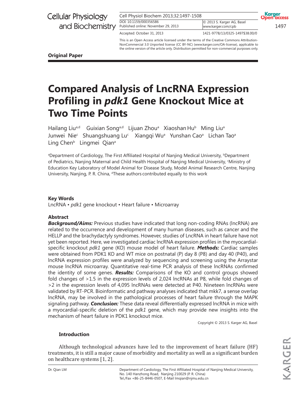 Compared Analysis Of Lncrna Expression Profiling In Pdk1 Gene