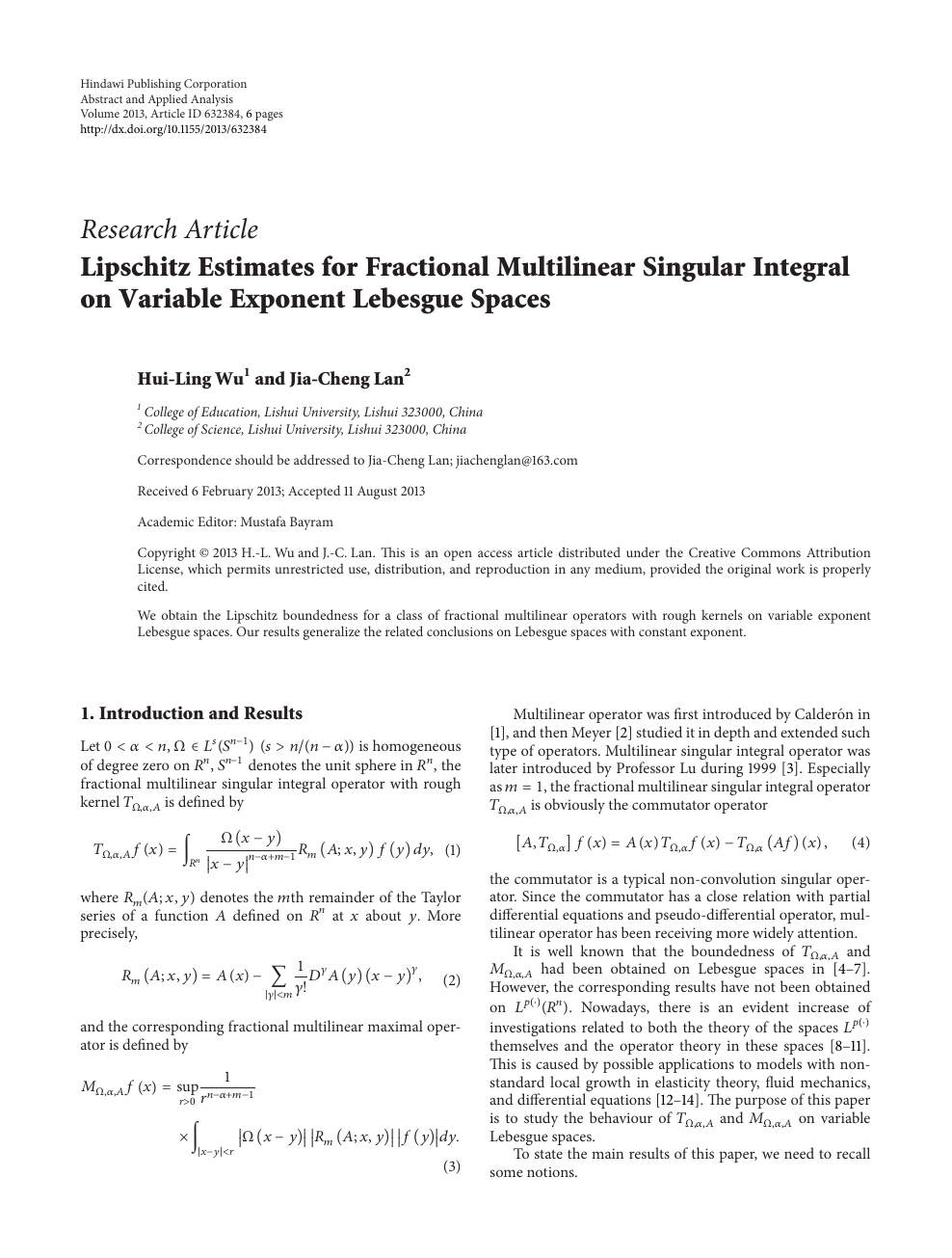 Lipschitz Estimates For Fractional Multilinear Singular Integral On Variable Exponent Lebesgue Spaces Topic Of Research Paper In Mathematics Download Scholarly Article Pdf And Read For Free On Cyberleninka Open Science Hub