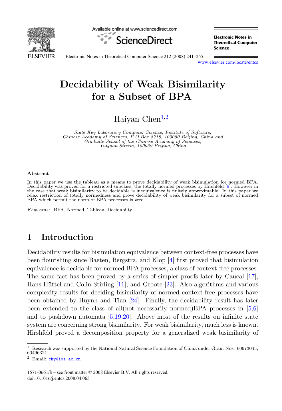Decidability Of Weak Bisimilarity For A Subset Of Bpa Topic Of Research Paper In Computer And Information Sciences Download Scholarly Article Pdf And Read For Free On Cyberleninka Open Science Hub