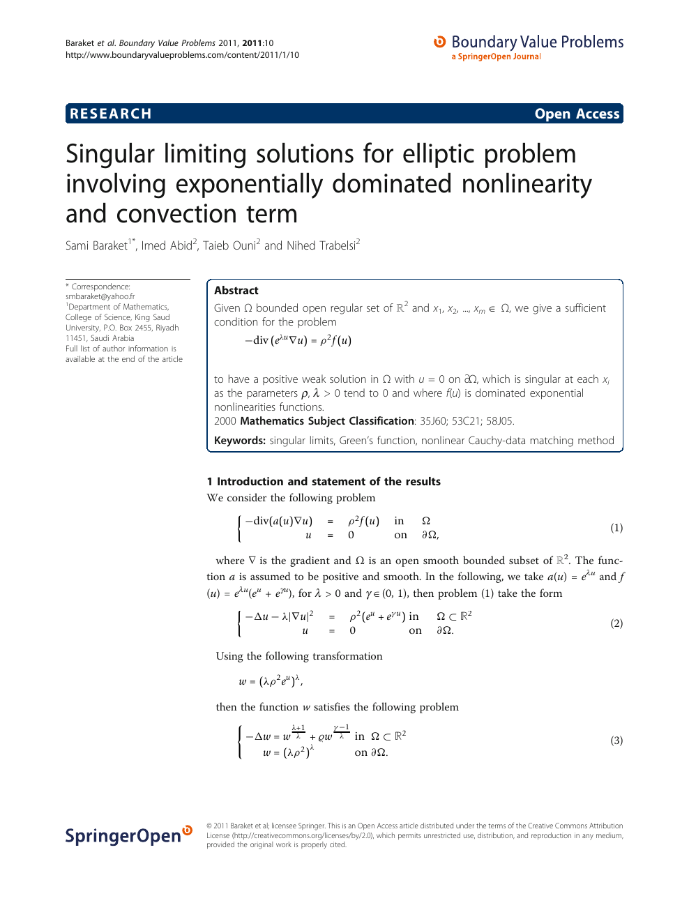 Singular Limiting Solutions For Elliptic Problem Involving Exponentially Dominated Nonlinearity And Convection Term Topic Of Research Paper In Mathematics Download Scholarly Article Pdf And Read For Free On Cyberleninka Open Science