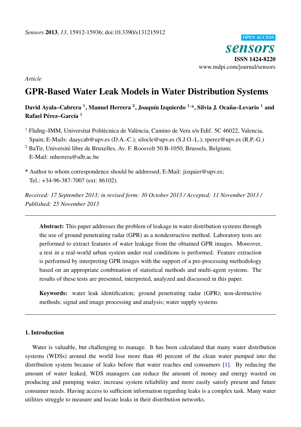 Gpr Based Water Leak Models In Water Distribution Systems Topic Of Research Paper In Earth And Related Environmental Sciences Download Scholarly Article Pdf And Read For Free On Cyberleninka Open Science Hub