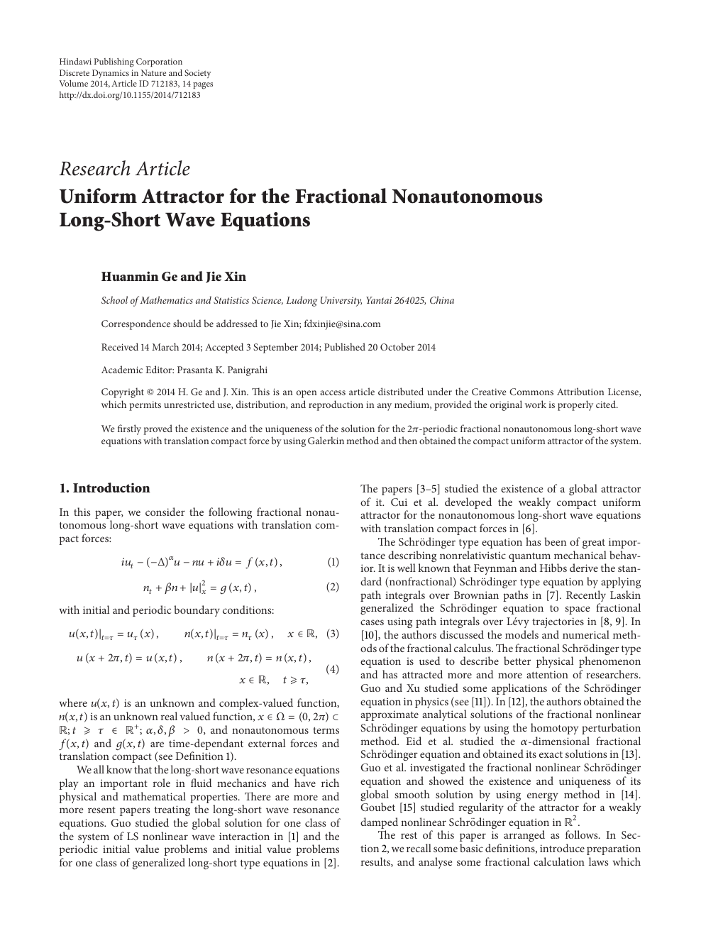 Uniform Attractor For The Fractional Nonautonomous Long Short Wave Equations Topic Of Research Paper In Mathematics Download Scholarly Article Pdf And Read For Free On Cyberleninka Open Science Hub