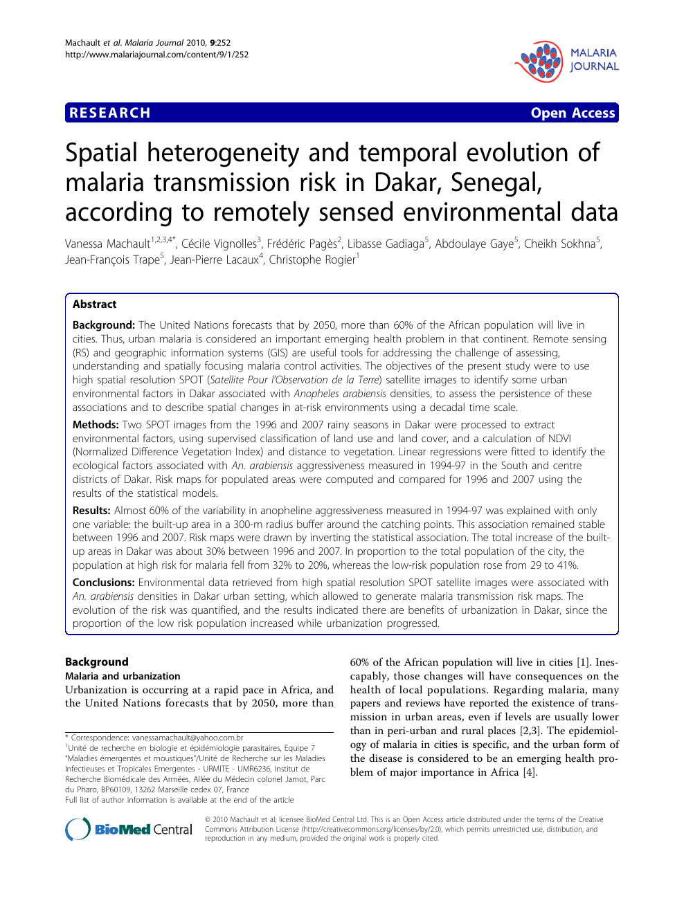 Spatial Heterogeneity And Temporal Evolution Of Malaria
