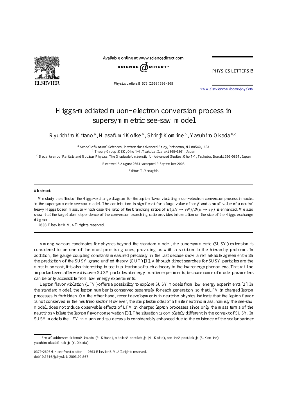 Higgs Mediated Muon Electron Conversion Process In Supersymmetric See Saw Model Topic Of Research Paper In Physical Sciences Download Scholarly Article Pdf And Read For Free On Cyberleninka Open Science Hub