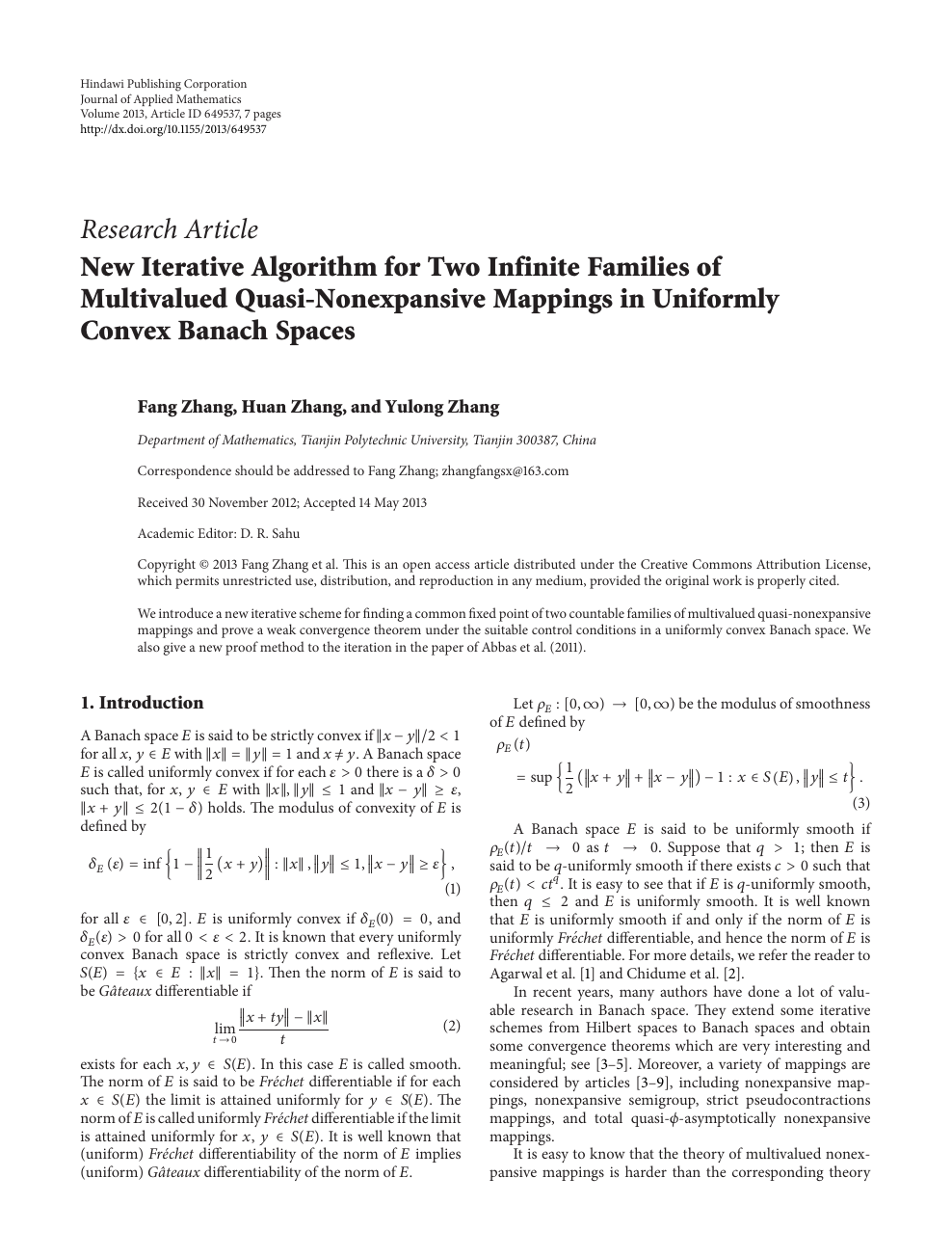 New Iterative Algorithm For Two Infinite Families Of Multivalued Quasi Nonexpansive Mappings In Uniformly Convex Banach Spaces Topic Of Research Paper In Mathematics Download Scholarly Article Pdf And Read For Free On