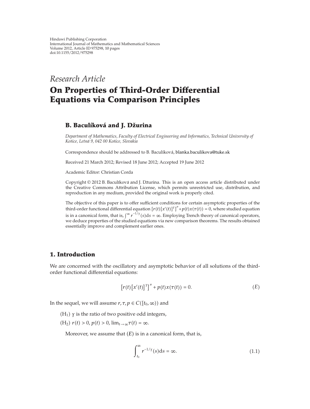 On Properties Of Third Order Differential Equations Via Comparison Principles Topic Of Research Paper In Mathematics Download Scholarly Article Pdf And Read For Free On Cyberleninka Open Science Hub