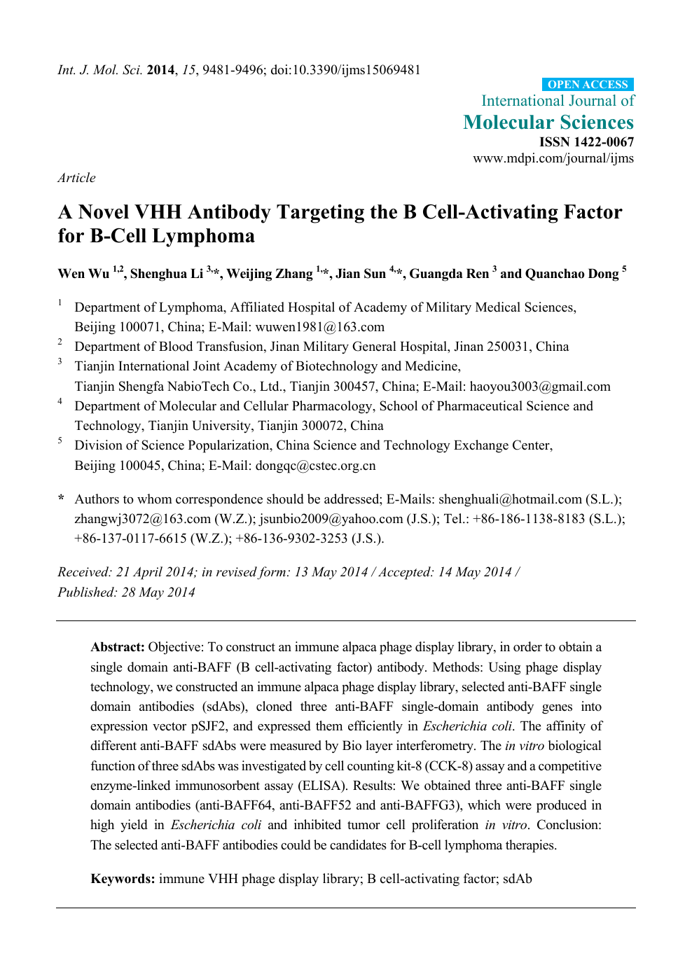 A Novel Vhh Antibody Targeting The B Cell Activating Factor For B Cell Lymphoma Topic Of Research Paper In Biological Sciences Download Scholarly Article Pdf And Read For Free On Cyberleninka Open Science