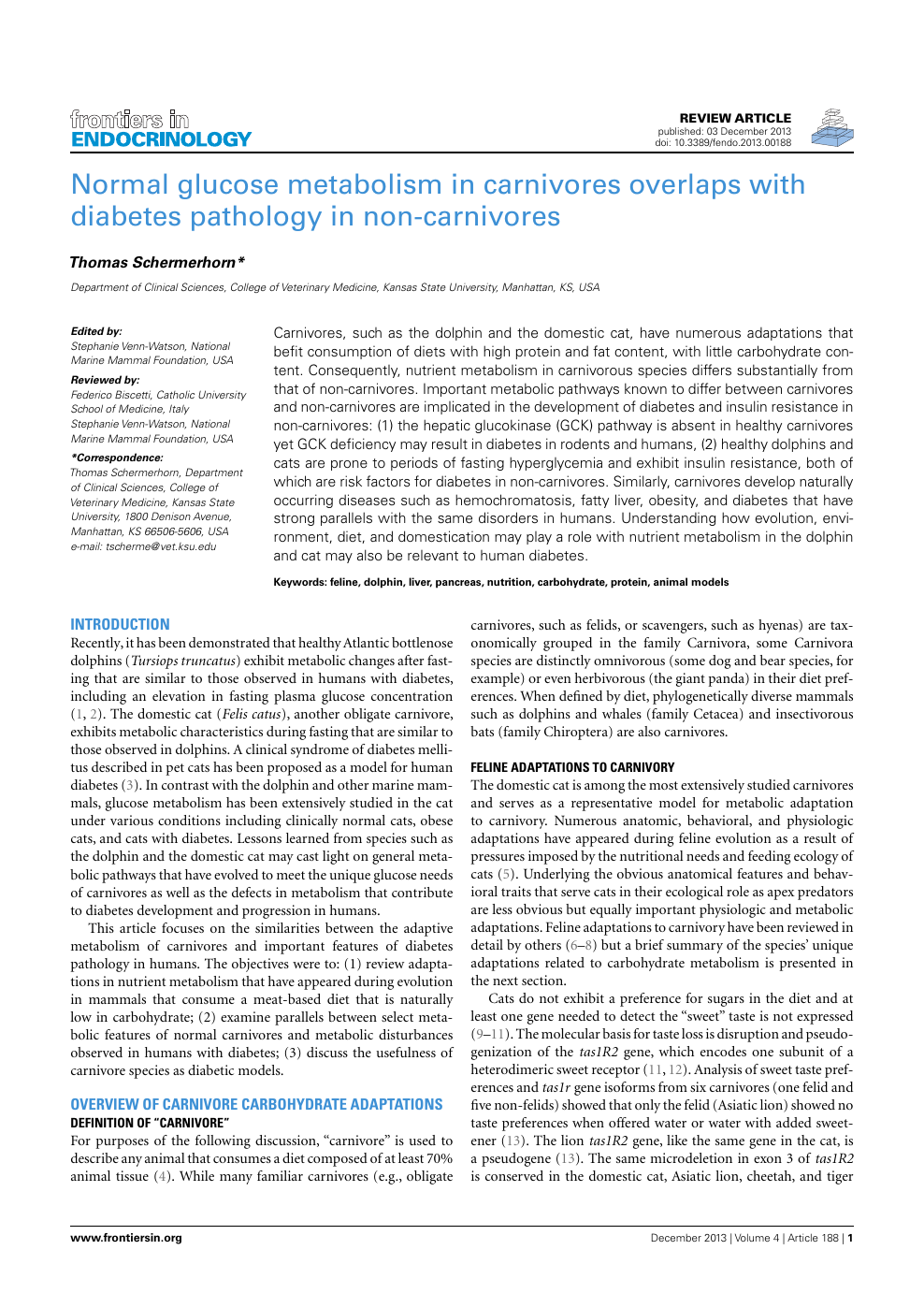 Normal Glucose Metabolism in Carnivores Overlaps with Diabetes Pathology in  Non-Carnivores – topic of research paper in Biological sciences. Download  scholarly article PDF and read for free on CyberLeninka open science hub.