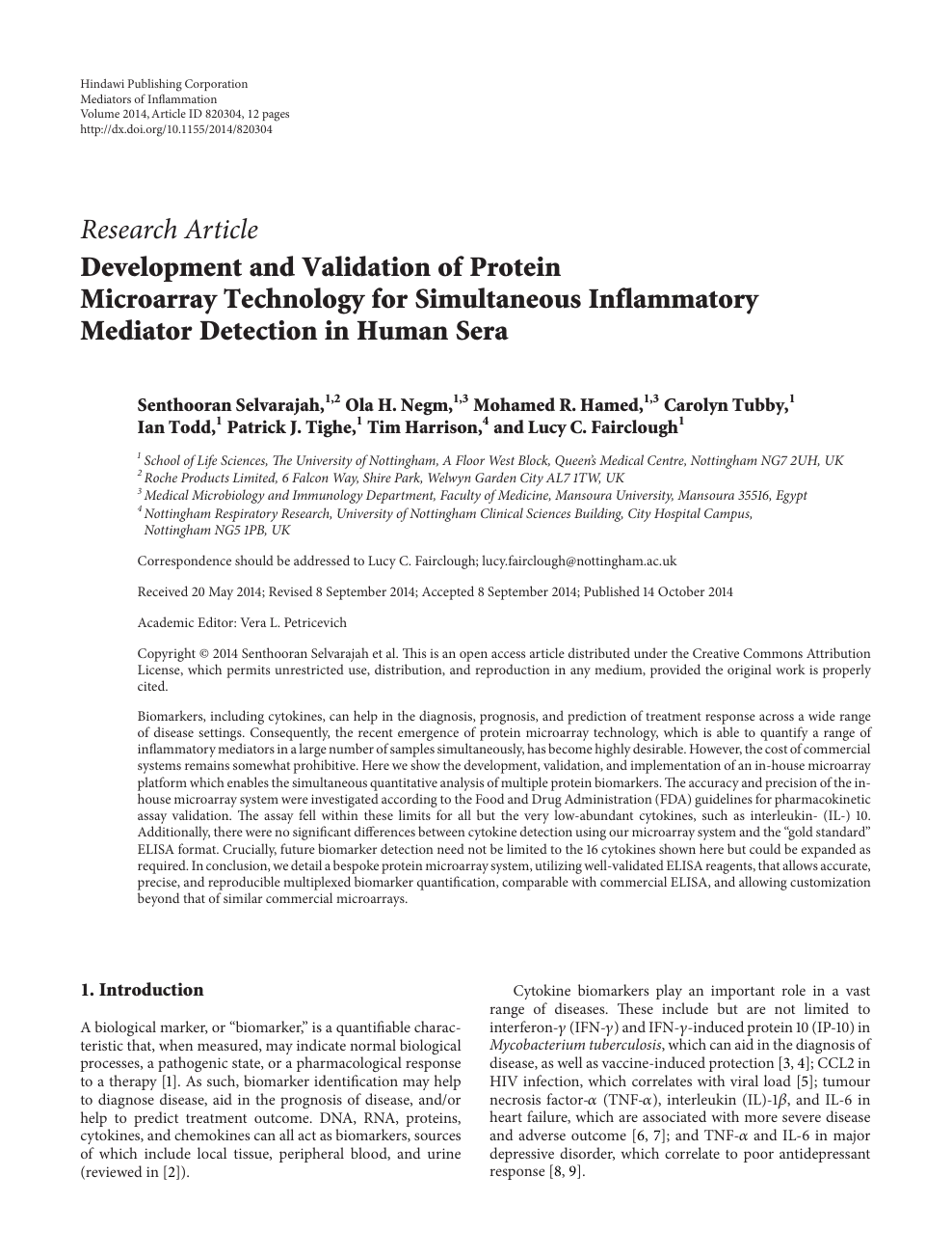 Development And Validation Of Protein Microarray Technology For