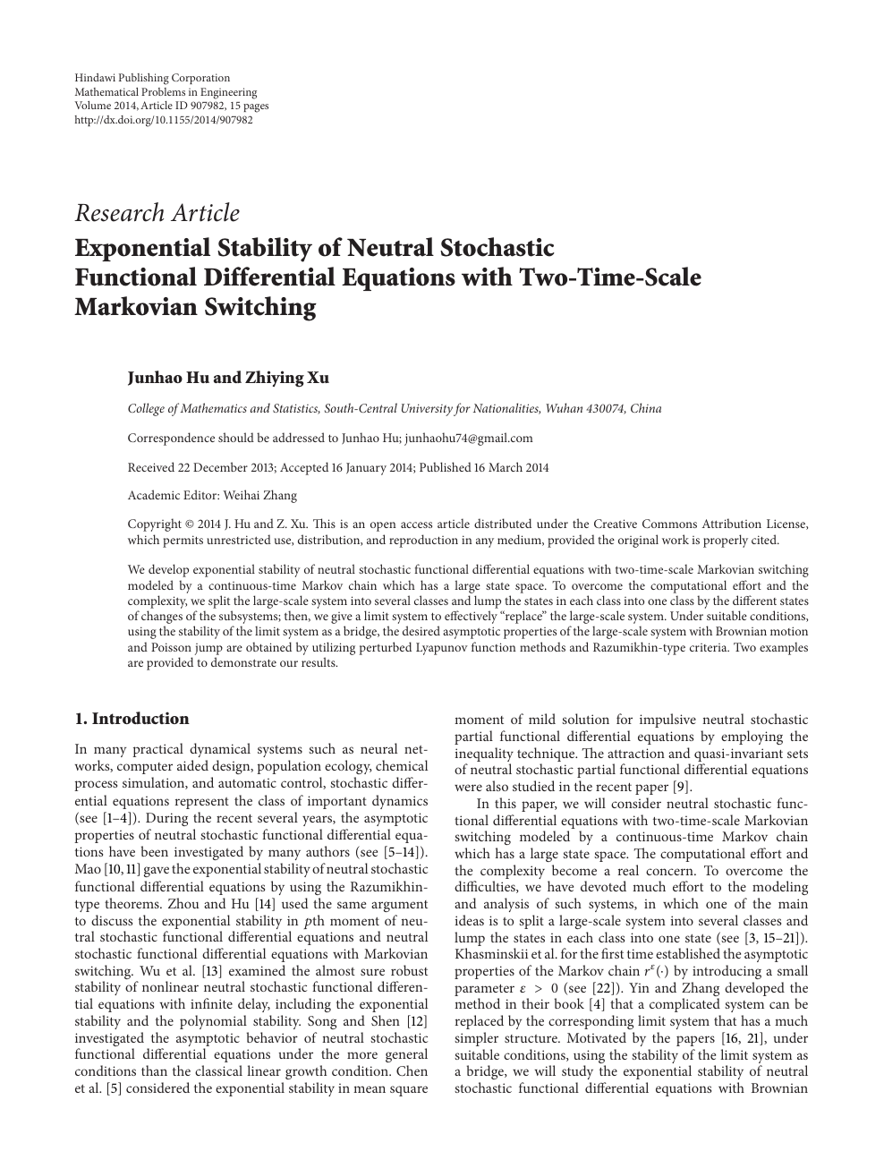Exponential Stability Of Neutral Stochastic Functional Differential Equations With Two Time Scale Markovian Switching Topic Of Research Paper In Mathematics Download Scholarly Article Pdf And Read For Free On Cyberleninka Open Science Hub