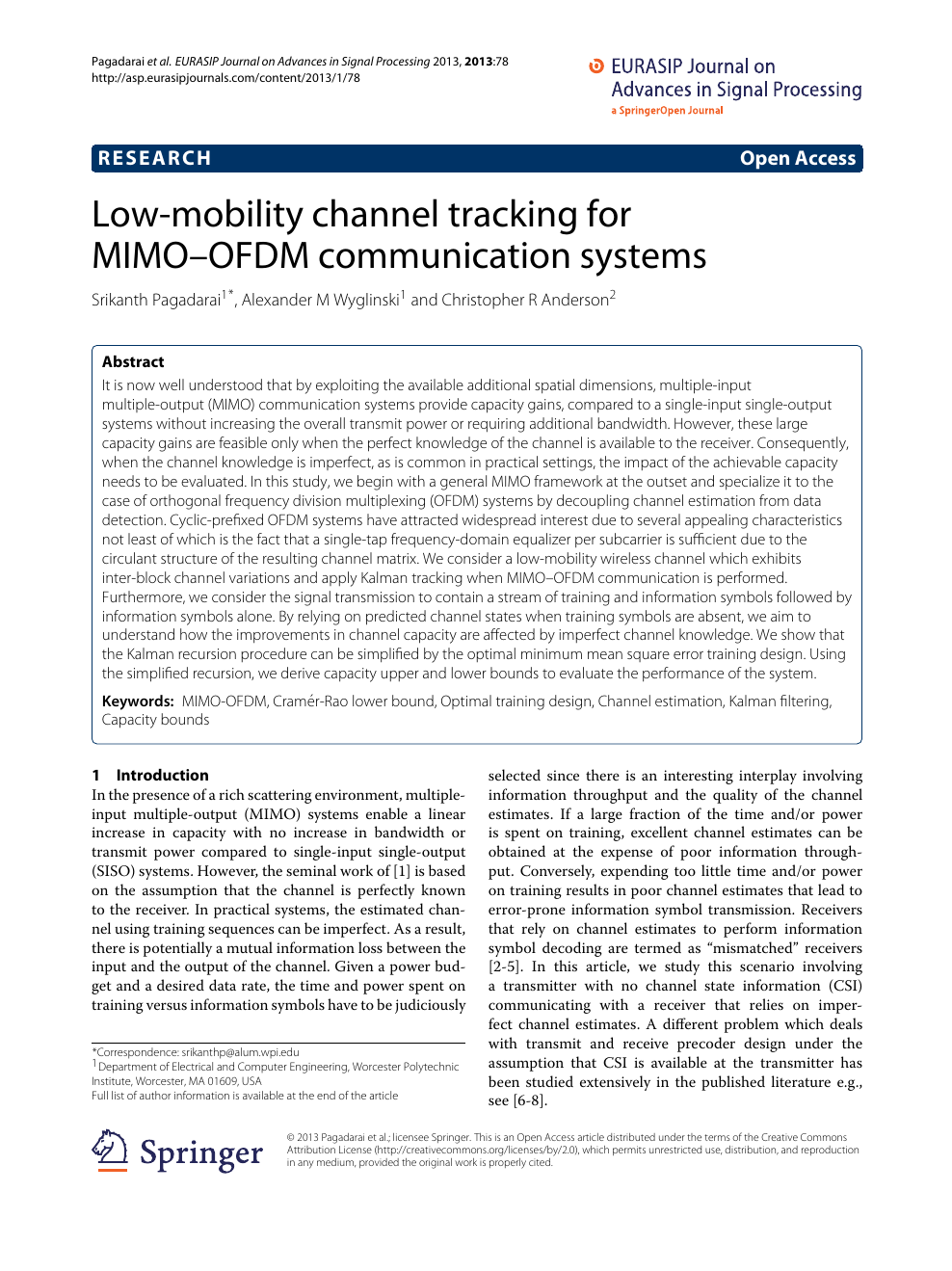 Low Mobility Channel Tracking For Mimo Ofdm Communication Systems Topic Of Research Paper In Electrical Engineering Electronic Engineering Information Engineering Download Scholarly Article Pdf And Read For Free On Cyberleninka Open Science Hub