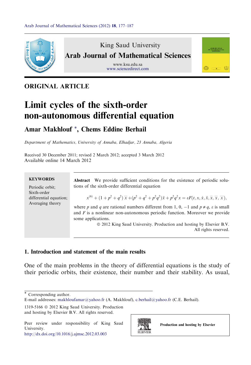 Limit Cycles Of The Sixth Order Non Autonomous Differential Equation Topic Of Research Paper In Mathematics Download Scholarly Article Pdf And Read For Free On Cyberleninka Open Science Hub