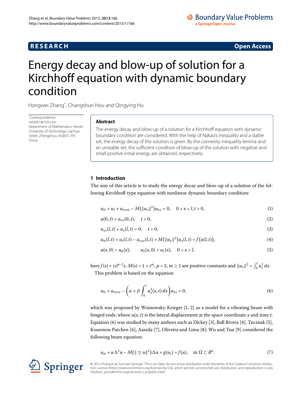 Energy Decay And Blow Up Of Solution For A Kirchhoff Equation With Dynamic Boundary Condition Topic Of Research Paper In Mathematics Download Scholarly Article Pdf And Read For Free On Cyberleninka Open
