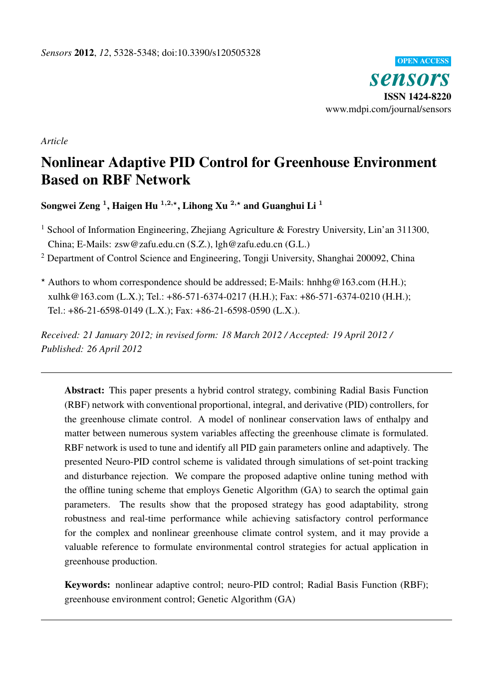Nonlinear Adaptive Pid Control For Greenhouse Environment Based On Rbf Network Topic Of Research Paper In Computer And Information Sciences Download Scholarly Article Pdf And Read For Free On Cyberleninka Open