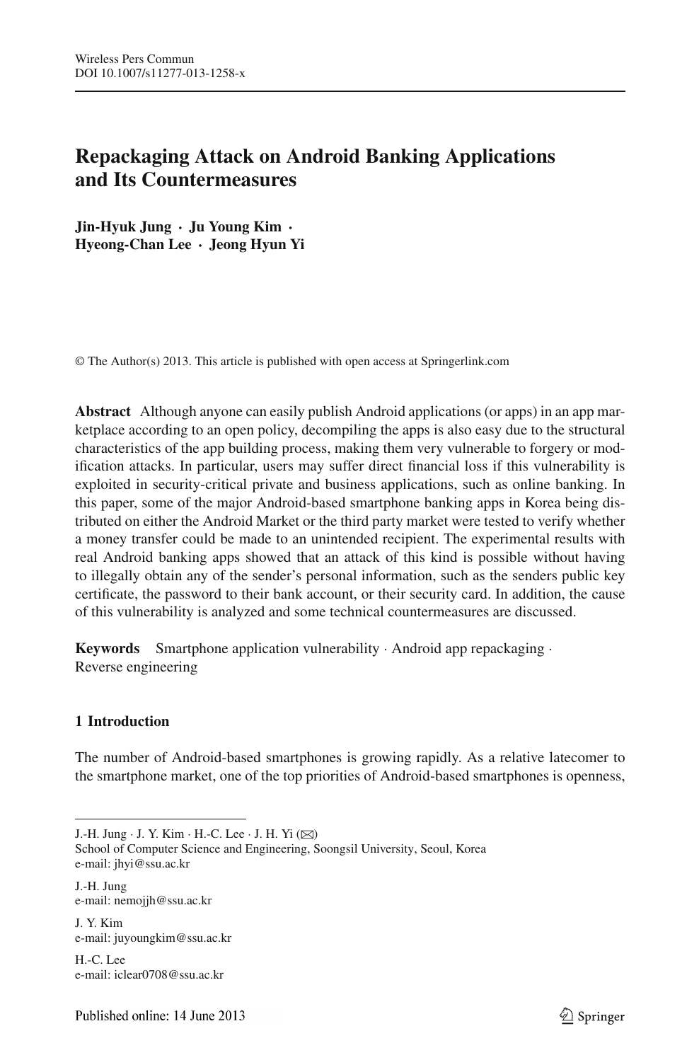 Repackaging Attack On Android Banking Applications And Its Countermeasures Topic Of Research Paper In Computer And Information Sciences Download Scholarly Article Pdf And Read For Free On Cyberleninka Open Science Hub