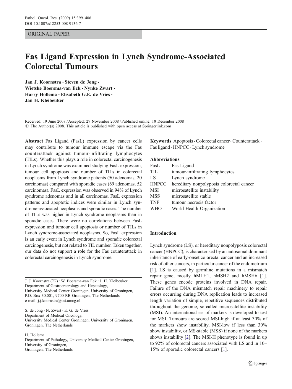 Fas Ligand Expression In Lynch Syndrome Associated Colorectal Tumours Topic Of Research Paper In Biological Sciences Download Scholarly Article Pdf And Read For Free On Cyberleninka Open Science Hub