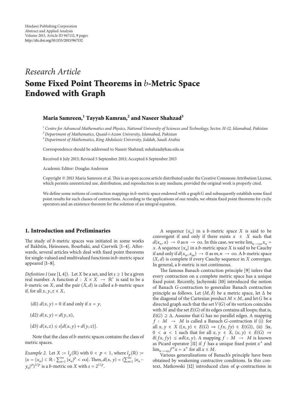 Some Fixed Point Theorems In Metric Space Endowed With Graph Topic Of Research Paper In Mathematics Download Scholarly Article Pdf And Read For Free On Cyberleninka Open Science Hub