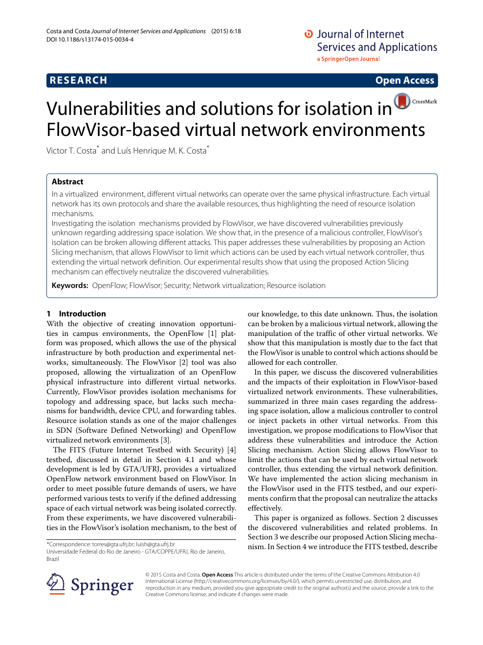 Vulnerabilities And Solutions For Isolation In Flowvisor Based Virtual Network Environments Topic Of Research Paper In Computer And Information Sciences Download Scholarly Article Pdf And Read For Free On Cyberleninka Open Science