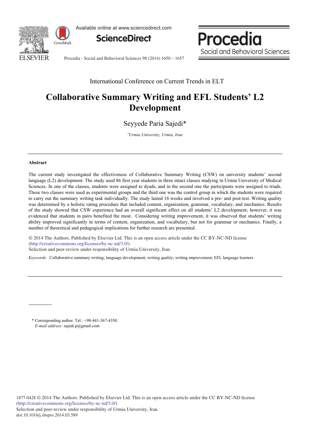 Collaborative Summary Writing And Efl Students L2 Development Topic Of Research Paper In Languages And Literature Download Scholarly Article Pdf And Read For Free On Cyberleninka Open Science Hub