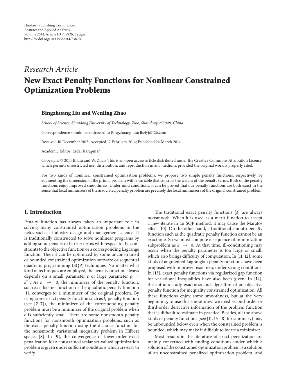 New Exact Penalty Functions For Nonlinear Constrained Optimization Problems Topic Of Research Paper In Mathematics Download Scholarly Article Pdf And Read For Free On Cyberleninka Open Science Hub