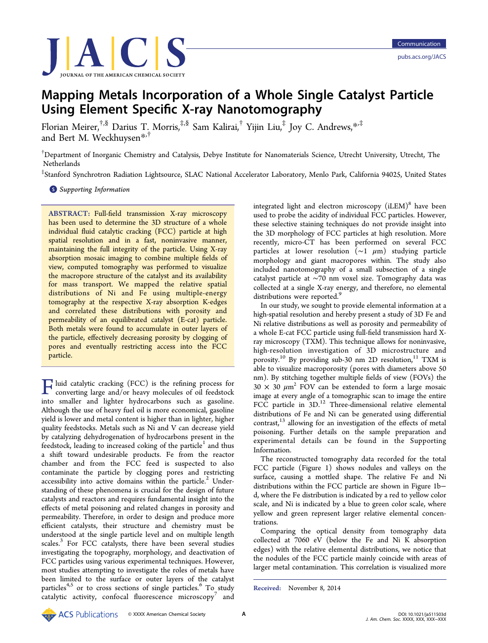 Mapping Metals Incorporation Of A Whole Single Catalyst Particle Using Element Specific X Ray Nanotomography Topic Of Research Paper In Chemical Sciences Download Scholarly Article Pdf And Read For Free On Cyberleninka