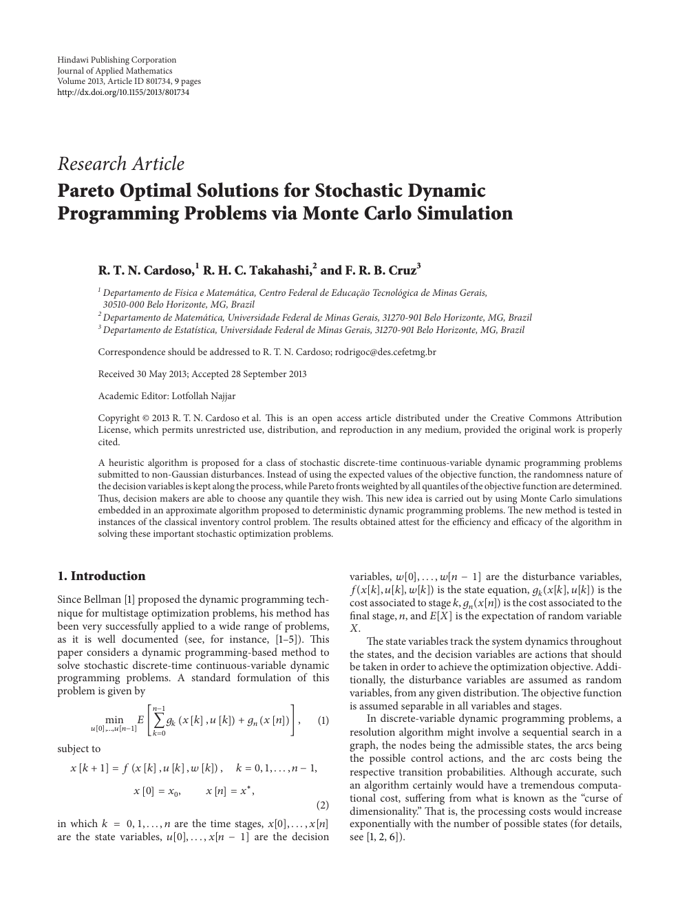 Pareto Optimal Solutions For Stochastic Dynamic Programming Problems Via Monte Carlo Simulation Topic Of Research Paper In Mathematics Download Scholarly Article Pdf And Read For Free On Cyberleninka Open Science Hub