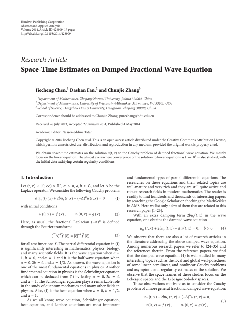 Space Time Estimates On Damped Fractional Wave Equation Topic Of Research Paper In Mathematics Download Scholarly Article Pdf And Read For Free On Cyberleninka Open Science Hub