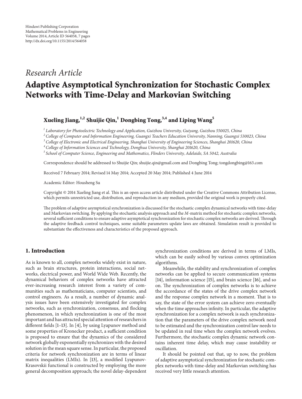 Adaptive Asymptotical Synchronization For Stochastic Complex Networks With Time Delay And Markovian Switching Topic Of Research Paper In Mathematics Download Scholarly Article Pdf And Read For Free On Cyberleninka Open Science Hub