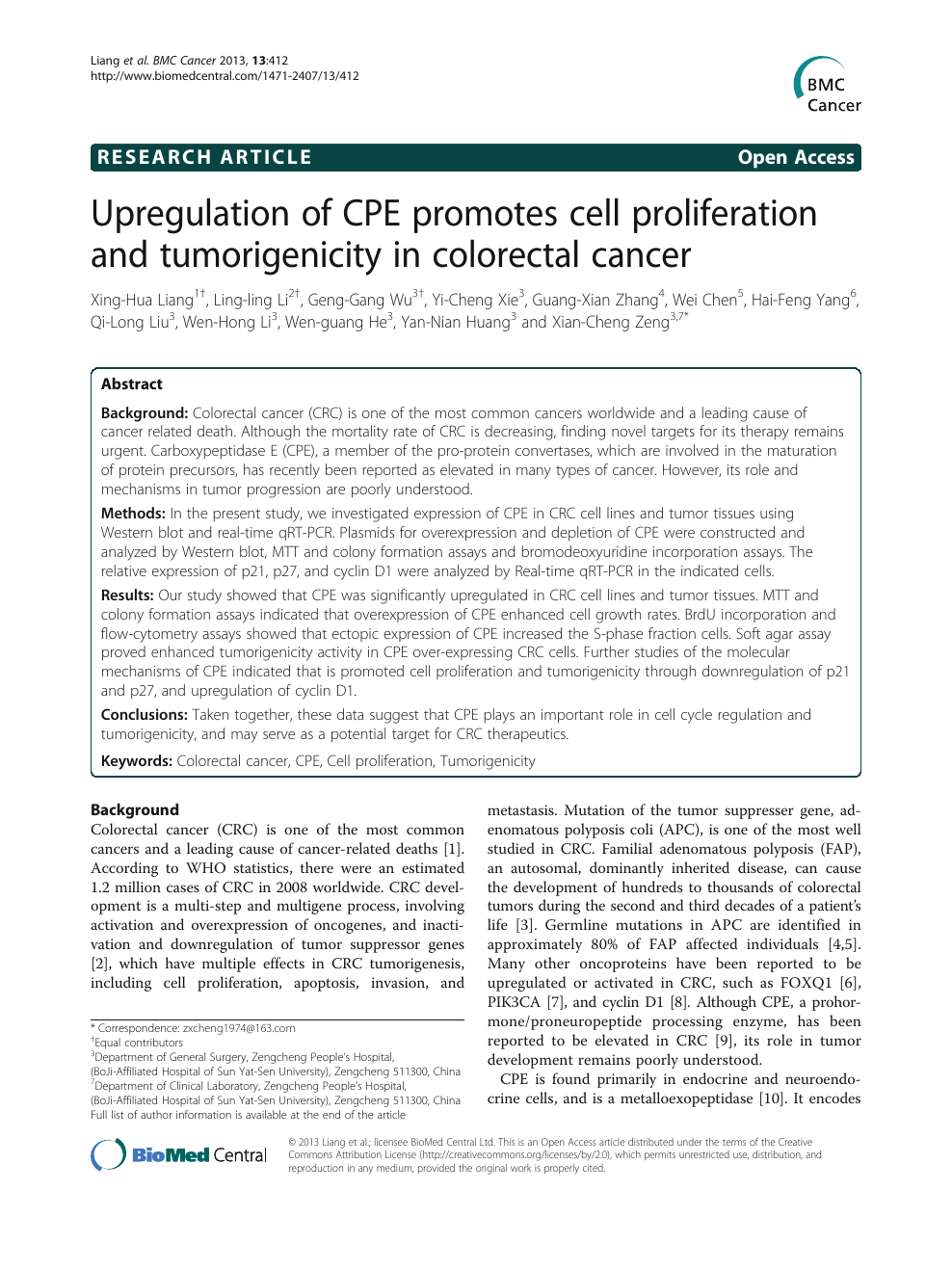 Upregulation Of Cpe Promotes Cell Proliferation And - 
