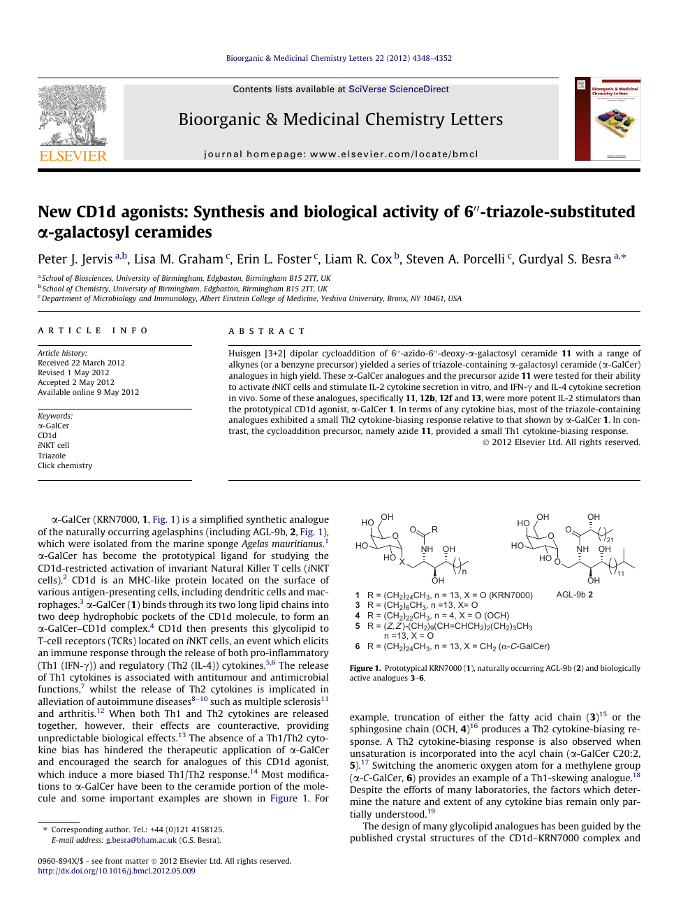 New Cd1d Agonists Synthesis And Biological Activity Of 6 Triazole Substituted A Galactosyl Ceramides Topic Of Research Paper In Chemical Sciences Download Scholarly Article Pdf And Read For Free On Cyberleninka Open Science Hub