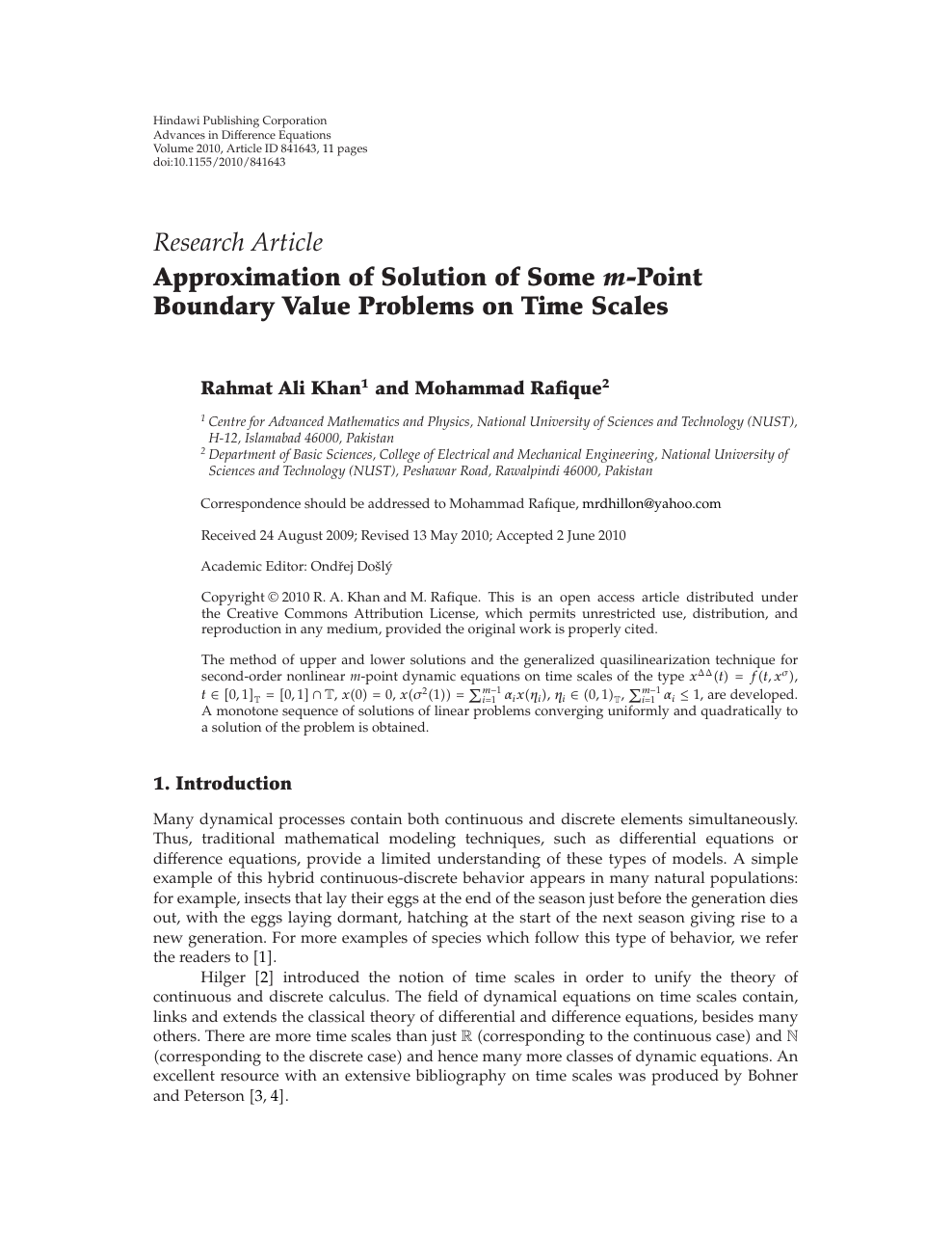 Approximation Of Solution Of Some M Point Boundary Value Problems On Time Scales Topic Of Research Paper In Mathematics Download Scholarly Article Pdf And Read For Free On Cyberleninka Open Science Hub
