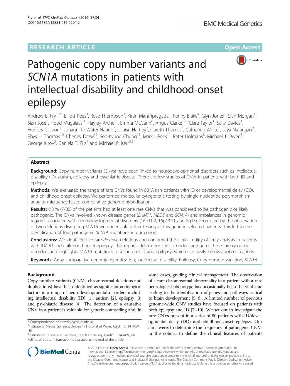 Pathogenic Copy Number Variants And Scn1a Mutations In Patients With Intellectual Disability And Childhood Onset Epilepsy Topic Of Research Paper In Clinical Medicine Download Scholarly Article Pdf And Read For Free On